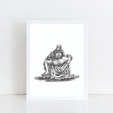 Pieta Blessed Mother Mary holding Jesus Art Print, Catholic art print, Lent Art, Good Friday Lenten Art Print