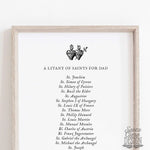 PRINTABLE Litany of saints for Fathers, dad prayer, Catholic Father Blessing, prayer print, gift for dad, printable prayers, print at home