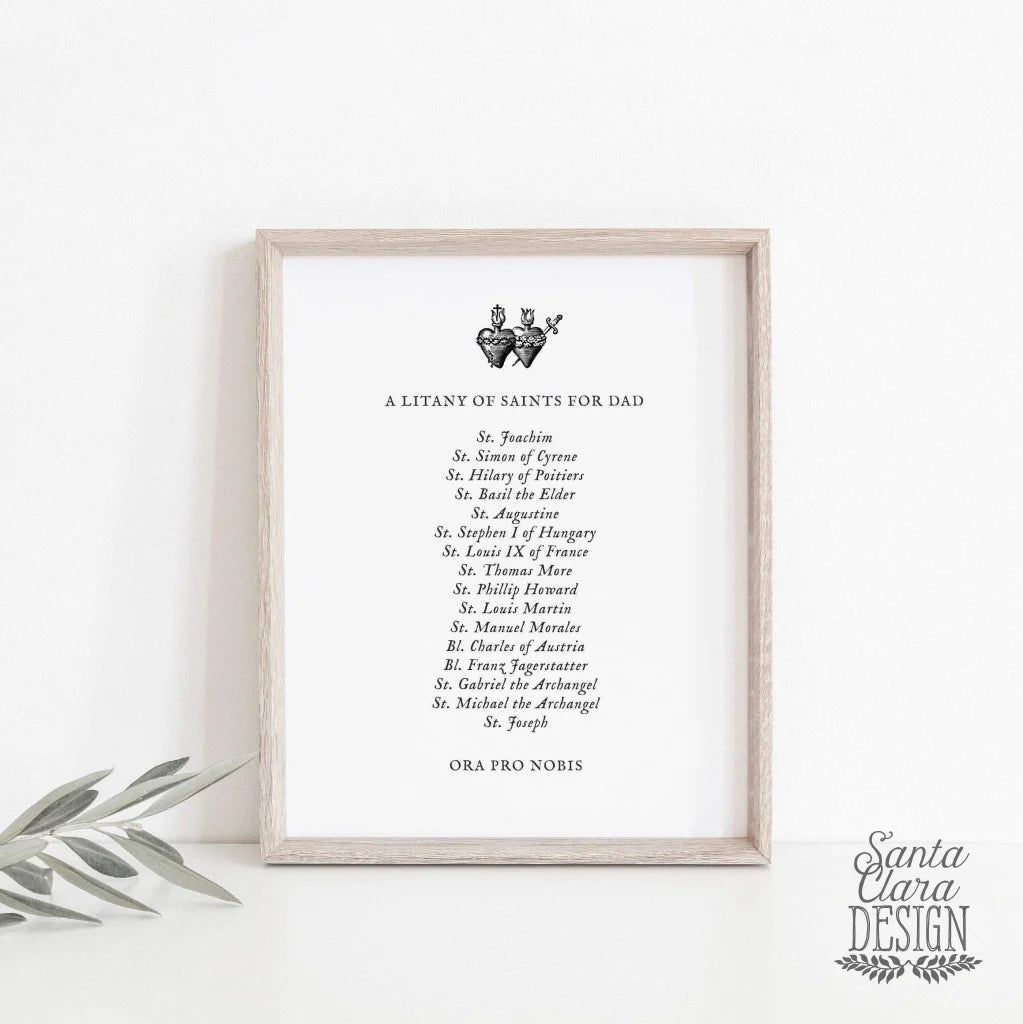 PRINTABLE Litany of saints for Fathers, dad prayer, Catholic Father Blessing, prayer print, gift for dad, printable prayers, print at home