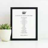 PRINTABLE Litany of saints for Mothers, prayer for moms, Catholic Mothers Blessing, prayer print, mom gift, printable prayers, print at home