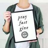 PRINTABLE &quot;Pray, Fast, Give&quot; Crown of Thorns Lenten Printable 8x10 Catholic art, printable prayer, Saint Quote, Catholic Posters, Lent decor