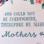 Rudyard Kipling quote &quot;God could not be everywhere&quot; Art Quote, Mother&#39;s Day Print, Gift for Mom, Author Quote, Book Print, Mom Birthday