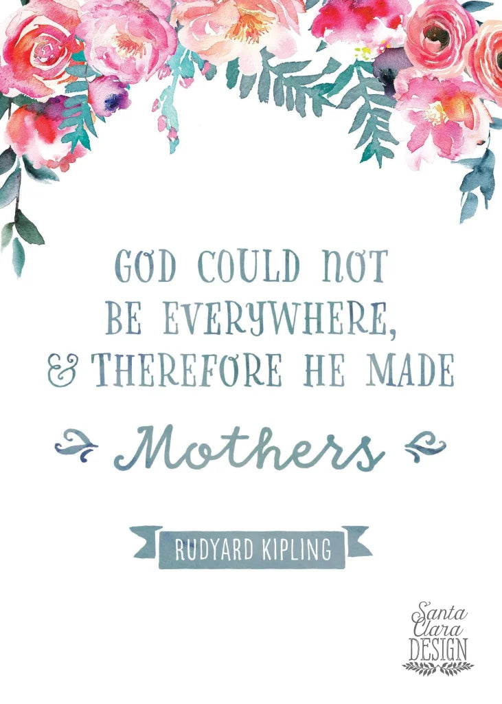 Rudyard Kipling quote &quot;God could not be everywhere&quot; Art Quote, Mother&#39;s Day Print, Gift for Mom, Author Quote, Book Print, Mom Birthday