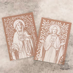 Sacred and Immaculate Hearts in DUSTY ROSE 5x7 Set of 2, frame not included, Catholic art, floral heart of Jesus, floral heart of Mary