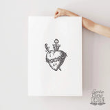 Sacred Heart Print, Sacred Heart of Jesus art, Catholic art print, sacred Heart wall art, heart of jesus sign, Catholic inspiration