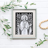 Sacred Heart of Jesus Vines Art Print, Heart of Jesus vintage, Catholic art print, Catholic wall art, heart of jesus, Catholic inspiration