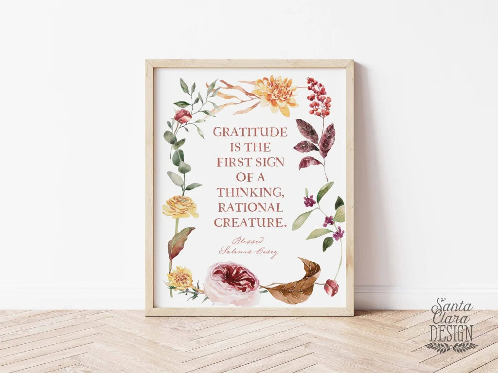 Blessed Solanus Casey Print "Gratitude" Catholic Saint Quote, Confirmation Gift, Catholic Print, Wall Art, Saint Print, Thanksgiving Art