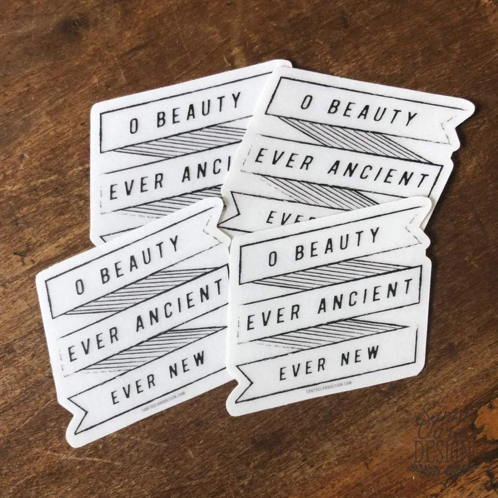 St. Augustine Catholic Decal "O Beauty" clear Catholic Sticker for indoor & outdoor use | waterbottle laptop, catholic sticker, Confirmation