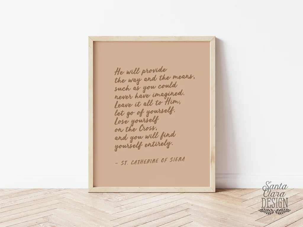 St. Catherine of Siena Lenten quote poster for home, Catholic art print, Lent Art, Good Friday Art Print, Lenten decor, confirmation, RCIA