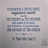 St. John Paul II &quot;Joyful Family&quot; Print 8x10 & 5x7, Santa Clara Design, Saint Quote Art, Catholic Poster, Inspiration, wall art, confirmation