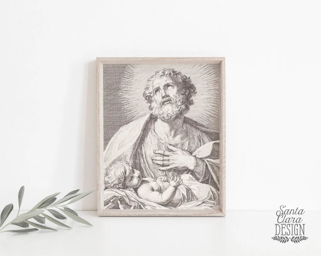 St. Joseph and Infant Jesus, Gift for Catholic Dad, Confirmation Gift, Catholic housewarming gift, Father of Jesus, Catholic Art, saint joe