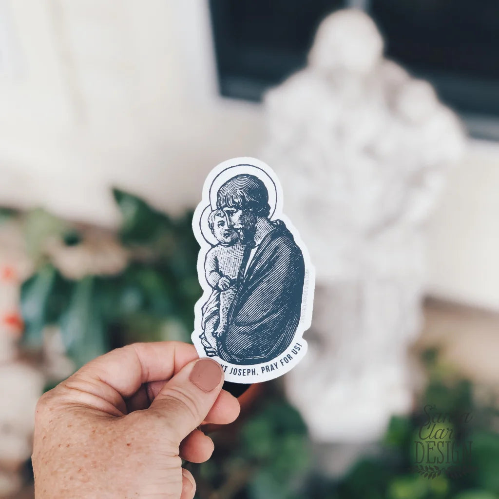 St. Joseph and Jesus Decal | Catholic Marian Vinyl Sticker | indoor outdoor use | bumper sticker | water bottle laptop car faith decal