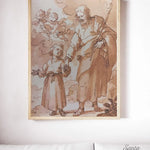 St. Joseph and the Christ Child Vintage Art Print, Murillo Drawing Reproduction, Catholic Art, Confirmation Gift, Catholic, Father of Jesus