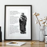 St. Joseph Prayer Print, Gift for him, Confirmation Gift, Catholic housewarming gift, Foster Father of Jesus, Holy Family, Catholic Wall Art