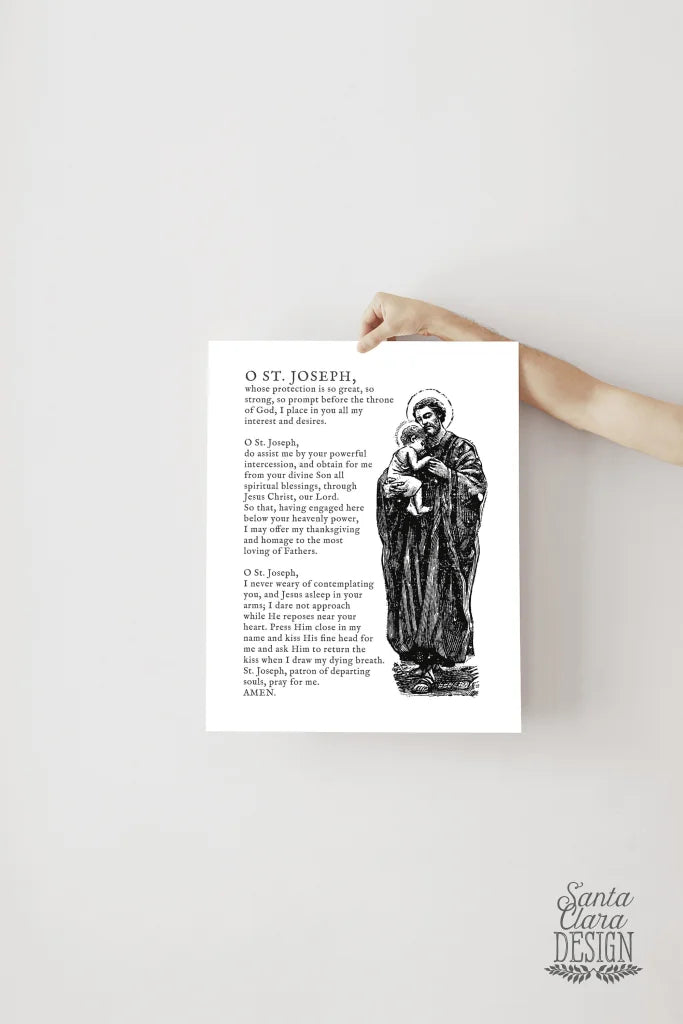 St. Joseph Prayer Print, Gift for him, Confirmation Gift, Catholic housewarming gift, Foster Father of Jesus, Holy Family, Catholic Wall Art