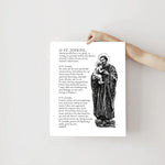 St. Joseph Prayer Print, Gift for him, Confirmation Gift, Catholic housewarming gift, Foster Father of Jesus, Holy Family, Catholic Wall Art