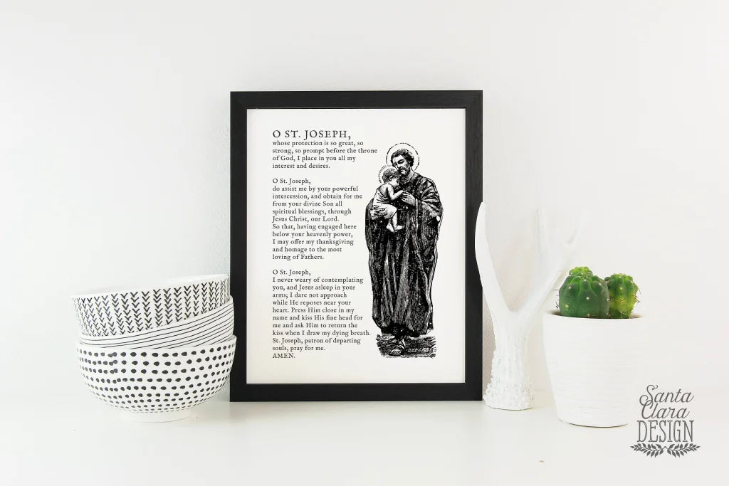 St. Joseph Prayer Print, Gift for him, Confirmation Gift, Catholic housewarming gift, Foster Father of Jesus, Holy Family, Catholic Wall Art