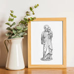 St. Joseph Art Print, Gift for him, Confirmation Gift, Catholic housewarming gift, Foster Father of Jesus, Catholic Family Art, Catholic Art