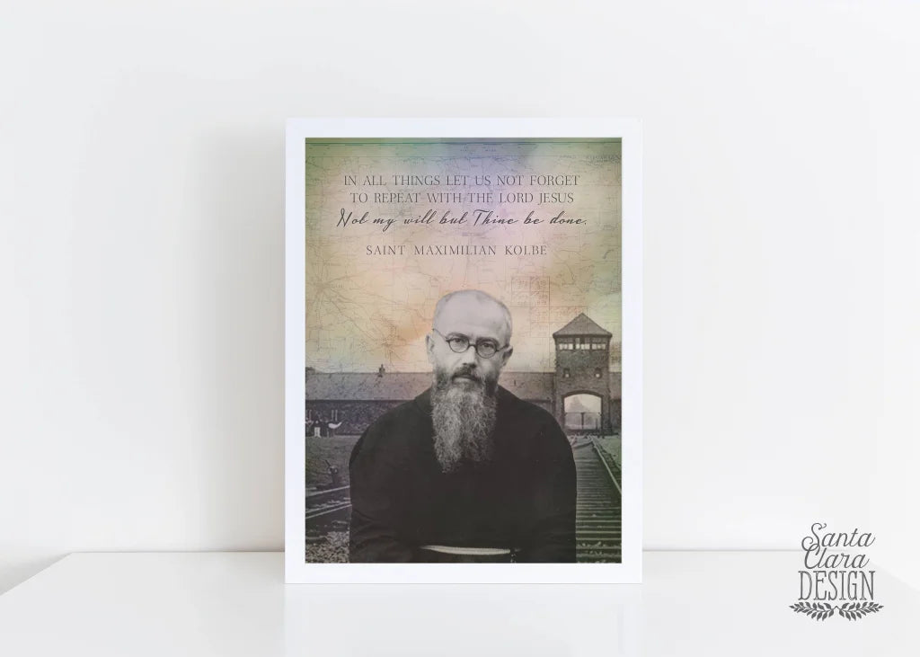 St. Maximillian Kolbe Print, santa clara design, saint quote, catholic art, catholic wall art, confirmation gift, RCIA gift, saint quote