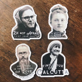 St. Maxmilian Kolbe &quot;The Cross is the School of Love&quot; Catholic Inspirational Sticker for indoor/outdoor use | Christian waterbottle laptop