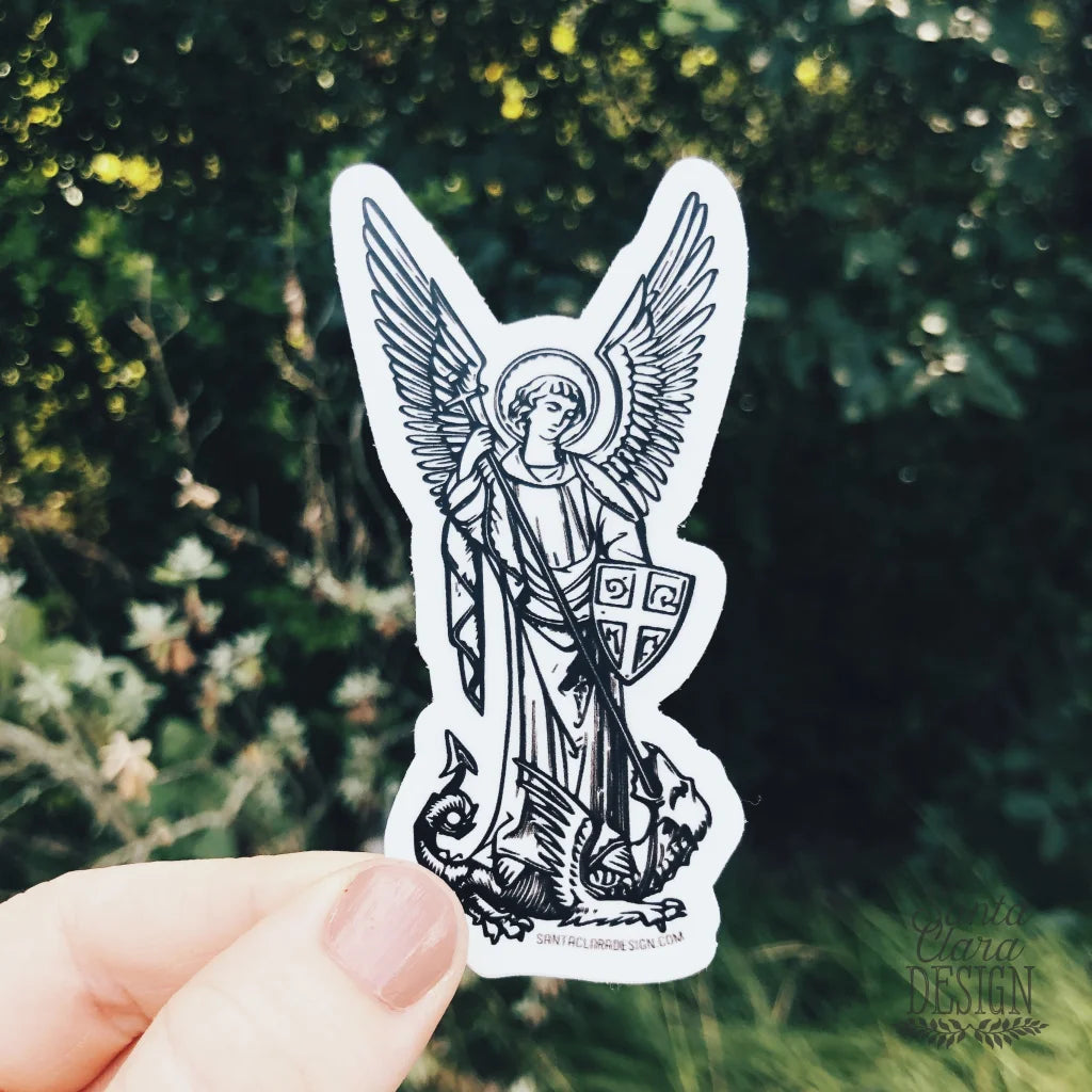 St. Michael the Archangel | Catholic Vinyl Sticker | indoor outdoor use | car van bumper sticker | water bottle laptop car faith decal