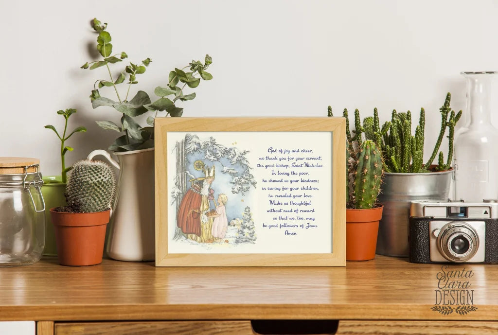 St. Nicholas Prayer for children | Catholic Santa | Christmas Advent Catholic Poster | Catholic art | Catholic Feast St. Nicholas