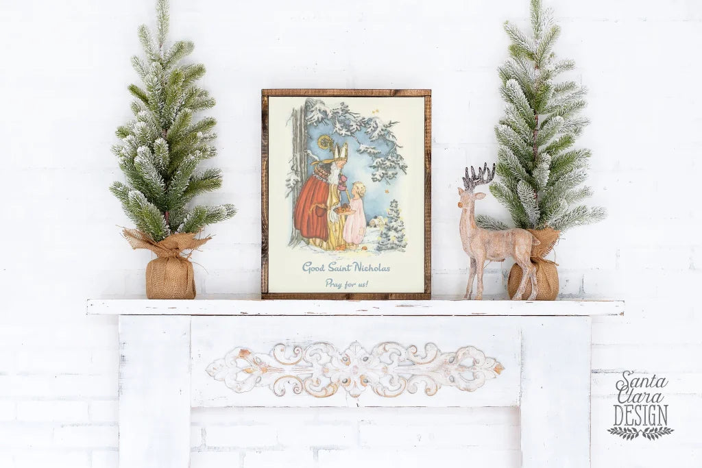 St. Nicholas Print Vertical | Catholic Santa Print | Christmas Advent Catholic Poster | Catholic art | Catholic Feast St. Nicholas