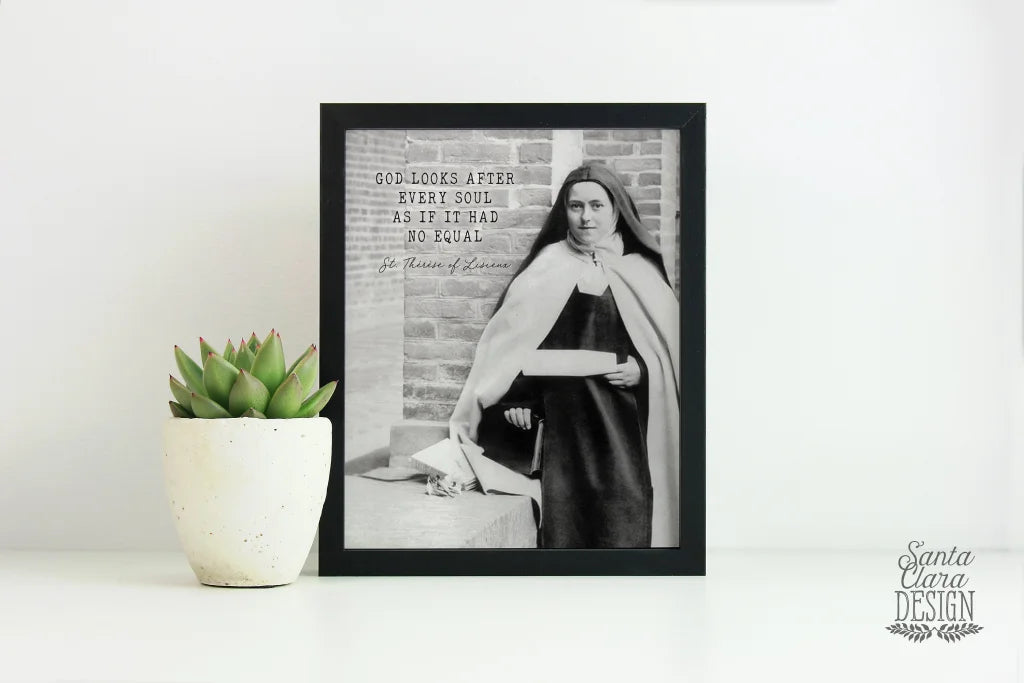 St. Therese of Lisieux &quot;God looks after every soul...&quot; Catholic Saint Quote, Confirmation Gift, Catholic Print, Catholic Art, Saint quote