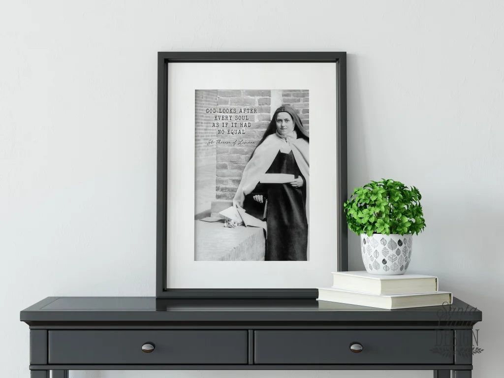 St. Therese of Lisieux &quot;God looks after every soul...&quot; Catholic Saint Quote, Confirmation Gift, Catholic Print, Catholic Art, Saint quote