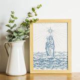 Star of the Sea Stella Maris Art Print, Hail Mary print, mother&#39;s day print catholic print, Blessed Mother, Marian poster, Mary catholic art