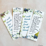 Thankfulness Bookmark Set, Psalm 34 Thanksgiving 2-sided, bible prayer , thanksgiving gift, stocking stuffer, bookish Catholic, St Nicholas