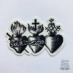 Three Hearts Decal | Catholic  Sticker | Sacred Heart of Jesus, Immaculate Heart of Mary, Pure Heart of Joseph | vinyl decal