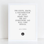 Tolkien &quot;Resurrection&quot; Easter Print | Easter Catholic Poster | RCIA Confirmation Baptism Gift | Easter Decor | Spring Print 5x7, 8x10