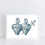 Hearts of Jesus and Mary, Sacred Heart and Immaculate Heart, Catholic print, Immaculate Heart of Mary, Sacred Heart of Jesus, Catholic art