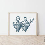 Hearts of Jesus and Mary, Sacred Heart and Immaculate Heart, Catholic print, Immaculate Heart of Mary, Sacred Heart of Jesus, Catholic art