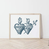 Hearts of Jesus and Mary, Sacred Heart and Immaculate Heart, Catholic print, Immaculate Heart of Mary, Sacred Heart of Jesus, Catholic art